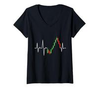 Femme Actions Bourse Trader Dividendes T-Shirt avec Col en V