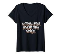 Femme Actions Speak Louder - Motivational Graffiti Art T-Shirt avec Col en V