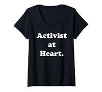 Femme Activist At Heart Bold Statement Design T-Shirt avec Col en V