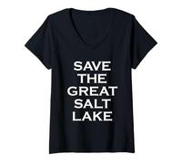 Femme Activiste de la Conservation de l'eau de l'Utah - Sauvez Le Grand lac salé T-Shirt avec Col en V
