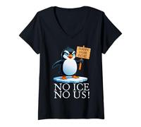 Femme Activiste drôle du réchauffement climatique pingouin T-Shirt avec Col en V