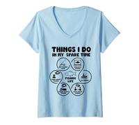 Femme Activités de pêche Amusantes idéales pour Les pêcheurs et Les Amateurs T-Shirt avec Col en V