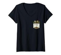 Femme Actuellement Absent du Bureau dans Le Style Dirt Pocket Jardinage T-Shirt avec Col en V