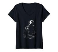 Femme Adam et Eve Genèse Création Dieu Lumière Divine T-Shirt avec Col en V