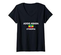 Femme Addis-Abeba Drapeau de l'Éthiopie T-Shirt avec Col en V
