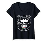 Femme Addo Elephant Park Afrique du Sud Voyage Adventure T-Shirt avec Col en V