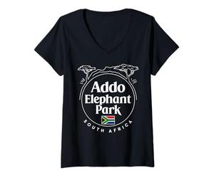 Femme Addo Elephant Park Afrique du Sud Voyage Adventure T-Shirt avec Col en V
