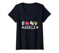 Femme Adele Nom personnalisé pour Chien Adele T-Shirt avec Col en V