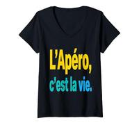 Femme Adeptes de l'Apéro Citation Amis Fête T-Shirt avec Col en V