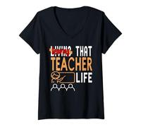 Femme Adieu Classe Bonjour Liberté Fin Enseignement T-Shirt avec Col en V
