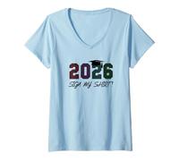 Femme Adieu Kids School Last Day 2026 Lot d'autographes Souvenirs T-Shirt avec Col en V