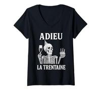 Femme Adieu la trentaine, Humour 40 Ans Anniversaire drôle T-Shirt avec Col en V