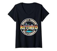 Femme Adieu Stress Bonjour Retraite Citation Humour T-Shirt avec Col en V