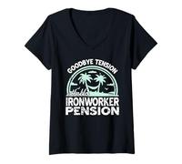 Femme Adieu Stress Bonjour Retraite Métallier Fierté T-Shirt avec Col en V
