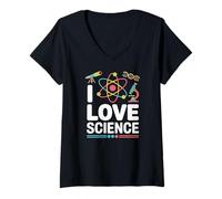 Femme ADN du microscope atomique I Love Science T-Shirt avec Col en V