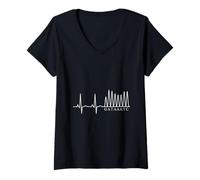 Femme ADN Séquençage Nucléotidique électrophérogramme ECG T-Shirt avec Col en V