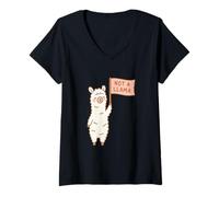 Femme Adorable alpaga Tenant Un Drapeau « Not A Llama » T-Shirt avec Col en V