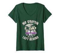 Femme Adorable Bouledogue sans Crayon laissé derrière l'équipe d'officiers Militaires T-Shirt avec Col en V