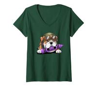 Femme Adorable Bulldog Militaire I Eat Crayons Grunt MRE Eater Jarhead T-Shirt avec Col en V