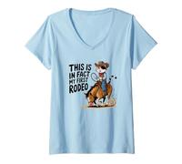 Femme Adorable cheval de cowboy Calico Cat This Is In Fact My First Rodeo T-Shirt avec Col en V