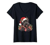 Femme Adorable Chien de Noël Terrier écossais T-Shirt avec Col en V