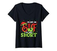 Femme Adorable Costume de Noël « I'm Not an Elf Just Short » T-Shirt avec Col en V