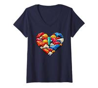 Femme Adorable Cœur Dédié À l'escalade Et Au Bloc T-Shirt avec Col en V