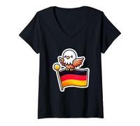 Femme Adorable Drapeau Allemand Aigle T-Shirt avec Col en V