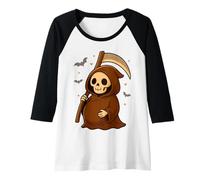 Femme Adorable Faucheuse de Dessin animé Maman pour Devenir Une mère d'halloween Manche Raglan