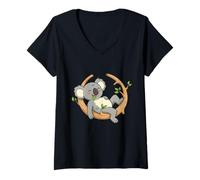 Femme Adorable Koala Relaxant sur Une Branche pour Les Amoureux des Animaux Australie T-Shirt avec Col en V