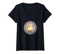 Femme Adorable Mandala Poule T-Shirt avec Col en V