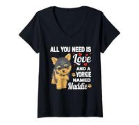 Femme Adorable nom de Maddie pour Yorkshire Terrier T-Shirt avec Col en V