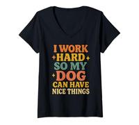 Femme Adorable propriétaire d'animal de Compagnie rétro Amusant Qui Travaille Dur Nice Things T-Shirt avec Col en V