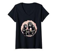 Femme Adorables petits gorilles - Pour les fans de primates T-Shirt avec Col en V