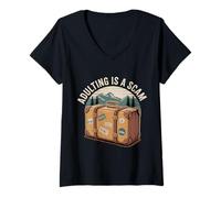 Femme Adulting is A Scam Rétroaction d'expression de Diatribe |- T-Shirt avec Col en V