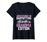 Femme Adventures in Babysitting Grandma Edition Grandma T-Shirt avec Col en V