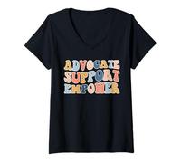 Femme Advocate Support Empower Social Worker Graduation MSW Groovy T-Shirt avec Col en V