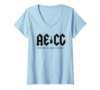 Femme AECG for Those About to Uke Hard Rock Ukulélé Player T-Shirt avec Col en V