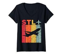 Femme Aéroport International STL St Louis Lambert T-Shirt avec Col en V