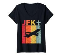 Femme Aéroport John-F.-Kennedy T-Shirt avec Col en V