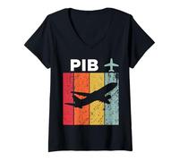 Femme Aéroport PIB de Hattiesburgÿlaurel T-Shirt avec Col en V