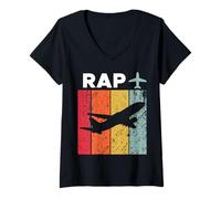 Femme Aéroport Rap Rapid City T-Shirt avec Col en V