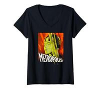 Femme Affiche de Film Metropolis 1927 T-Shirt avec Col en V