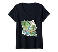 Femme Affiche de la Carte de la Louisiane avec Charme du Sud T-Shirt avec Col en V