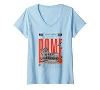Femme Affiche de Voyage Vintage de Rome, Vacances de Rome, Vacances de Rome T-Shirt avec Col en V