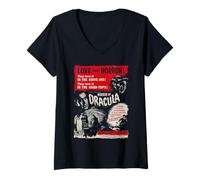Femme Affiche du Film Love That Horror of Dracula Christopher Lee T-Shirt avec Col en V
