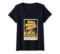 Femme Affiche du Film « When Worlds Collide » T-Shirt avec Col en V