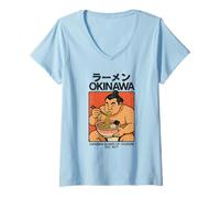 Femme Affiche japonaise vintage Sumo Fighter Art Asia Cool T-Shirt avec Col en V