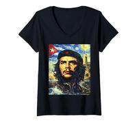 Femme Affiche Portrait de Chemise Che Guevara Cuba Rebel Graphic T-Shirt avec Col en V