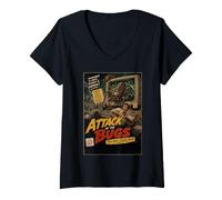 Femme Affiche rétro de Film de Science-Fiction L'Attaque des Bugs T-Shirt avec Col en V